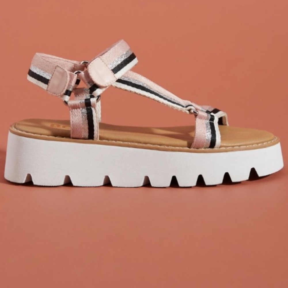 BC Footwear Pink Strappy Platform Sandals